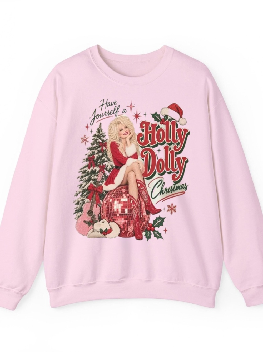 Gildan Pink 'Holly Dolly' Graphic Crewneck Sweater